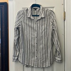 Lucky brand black and white striped long sleeve button down
